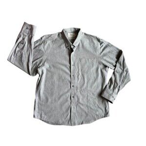 WRK Mens The Reworked Shirt Size XL Gray Collared Button Down Jersey Mixed Media